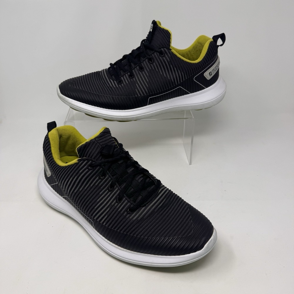FootJoy Flex XP Golf Shoes Mens 9M Black Lime Spikeless Athletic Lace Up